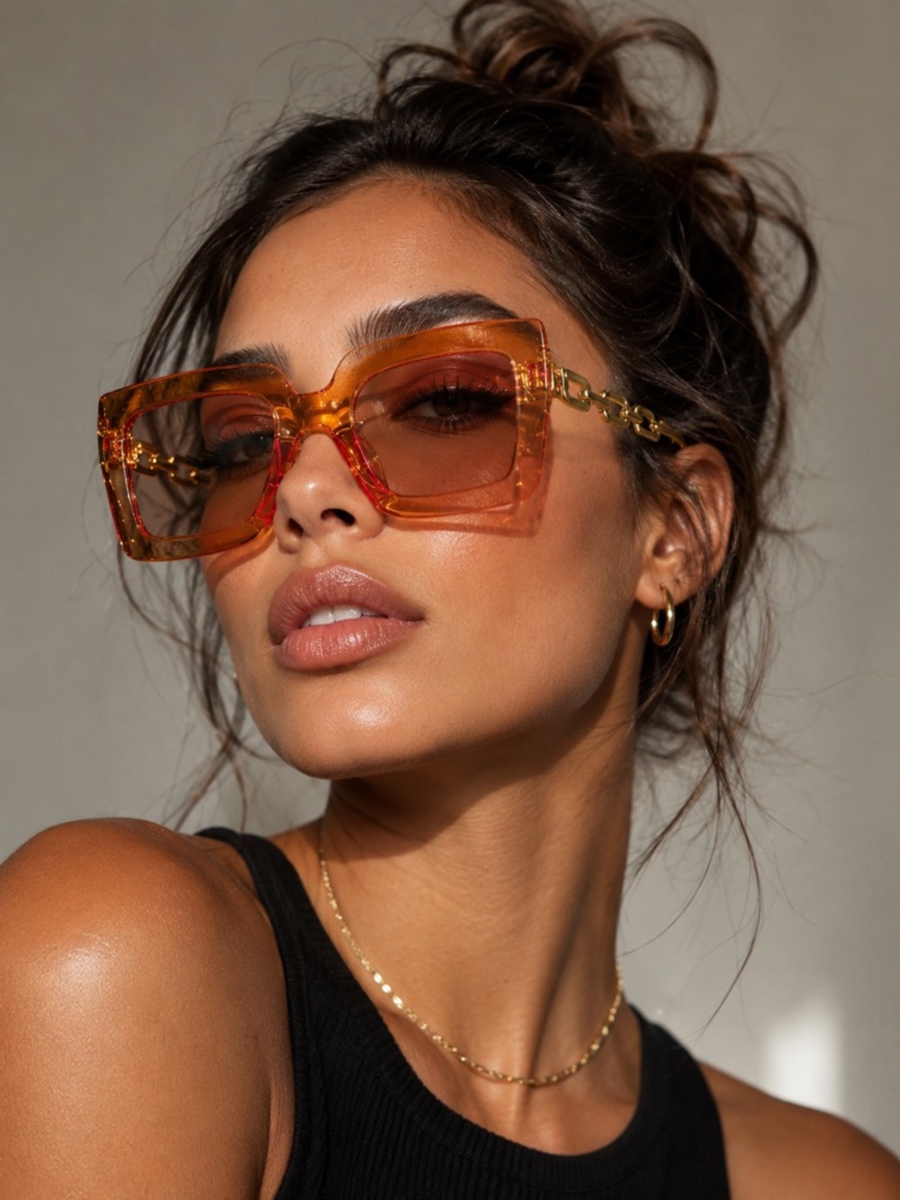 Fun Cool Oversized Square Transparent Orange Sunglasses! 😎